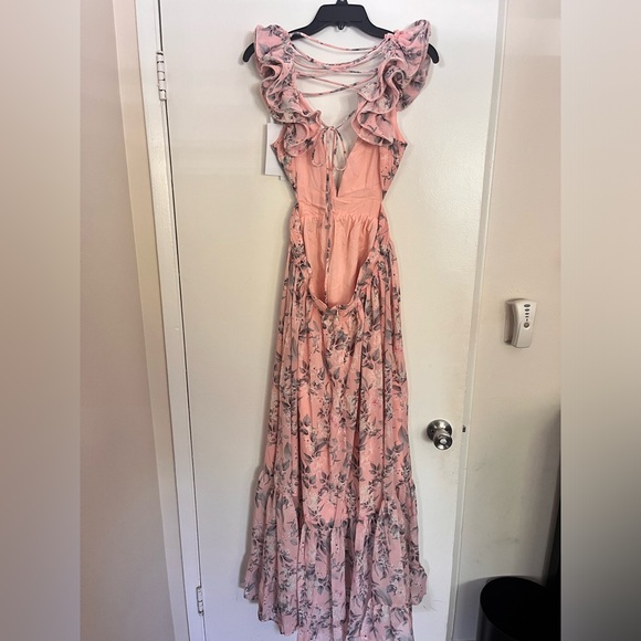 Pink Floral Backless Maxi Dress - Picture 5 of 8